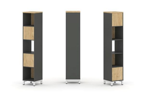 Стайл Проджект Набор стеллажа 2-х сторон., 5 яр. SN.NSD-511 Антрацит/Тиквуд Светлый/Металл Белый 387 - Вид 1