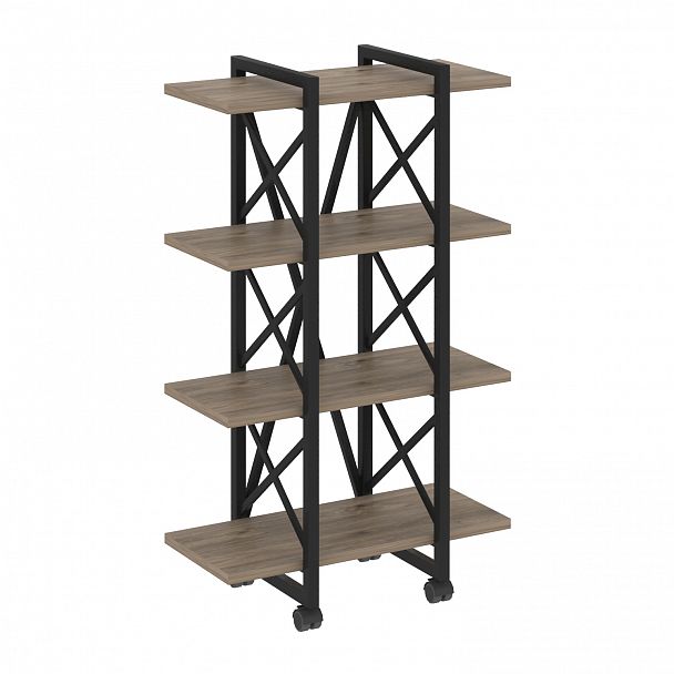 Стеллаж на колесах "Loft" VR.L-MST.K-4.4V тиквуд темный/черный - Вид 1