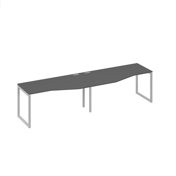 Рабочая станция со столами Техно (2х160) на каркасе QUATTRO A4 А4 Б4 065-2 БП антрацит премиум / металлокаркас серый - Вид 1