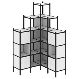 Loft Угловой внутренний стеллаж наборный VR.L-45 Белый бриллиант/Чёрный металл 1278*1278*2280 - Фото предпросмотра