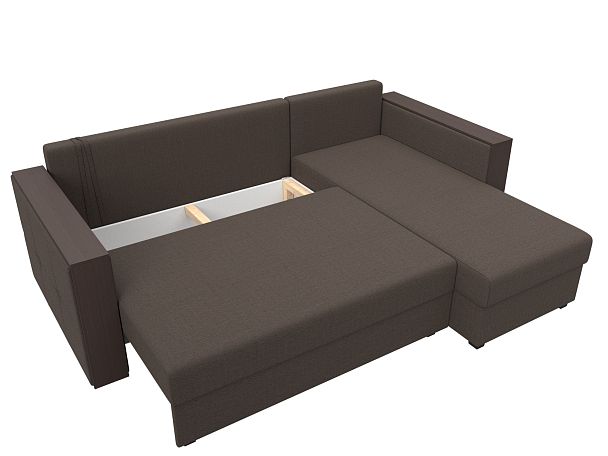 Диван угловой Валенсия Лайт правый угол Рогожка коричневый - Вид 7