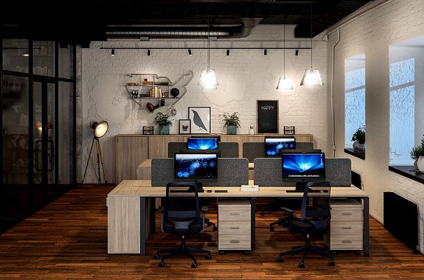 Брифинг-приставка Sigma 800х600х750  / профиль: 60х30 антрацит; столешница: дуб светлый - Вид 2