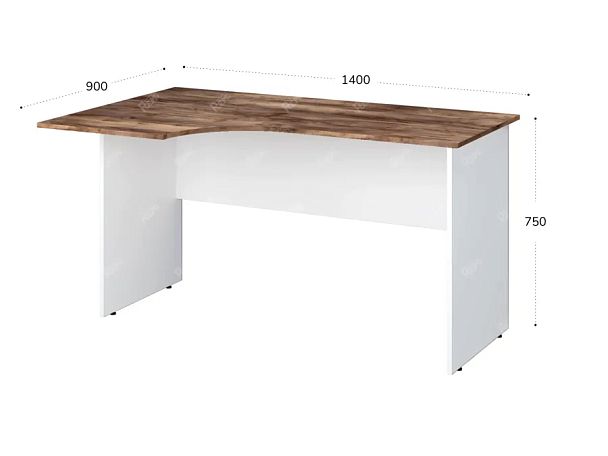 TANDEM RTD013-140L-SH Стол эргономичный левый 1400х900х750 Таксония шоколадная/Белый - Вид 2