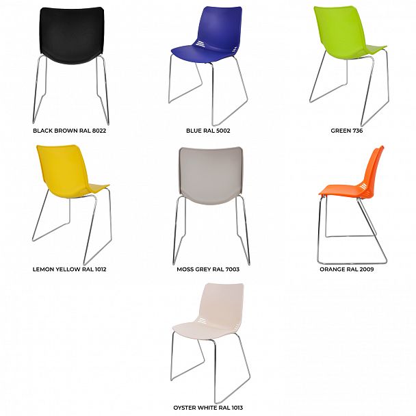 Стул Race (пруток) каркас Хром, оранжевый, стопируемый - Вид 6