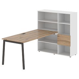 Стол-стеллаж ELRST 1217 Дуб Денвер светлый/Мокко/Белый 2190х1250х1355 EDIS - Фото предпросмотра