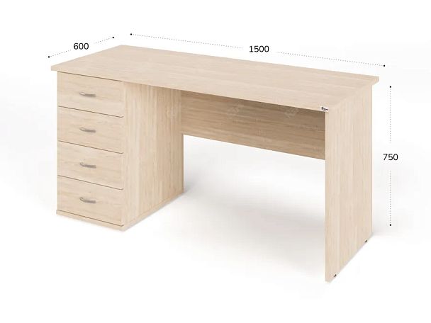 ЛАЙТ / LIGHT RLG007-15x6L Однотумбовый стол 150x60x75 Дуб Сонома - Вид 3