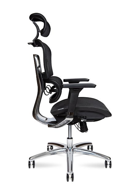 Кресло офисное / Kron aluminium black / черный пластик / черная сетка / алюминевая база - Вид 3