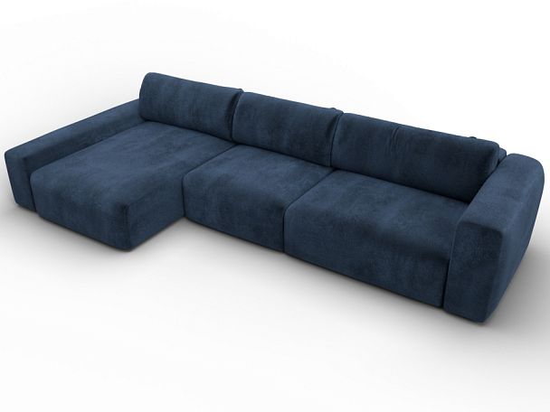 Диван угловой Лига-066 НПБ Лонг угол левый Велюр синий - Вид 6