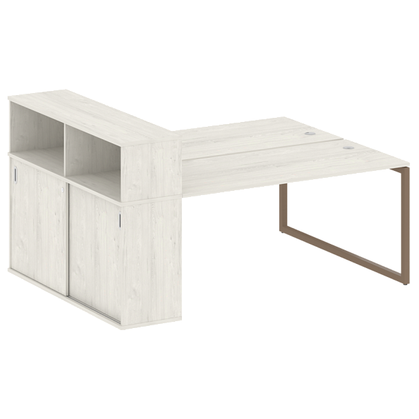 Metal System Quattro Р. ст. с шкафом-купе на О-образном м/к 40БО.РС-СШК-2.4 Т Дуб наварра/Мокко металл 2010*1475*1098 - Вид 1