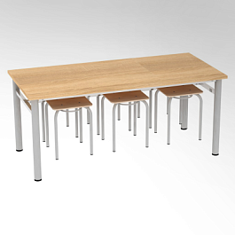 Стол обеденный школьный с 6 табуретами, гр.4 - Фото предпросмотра