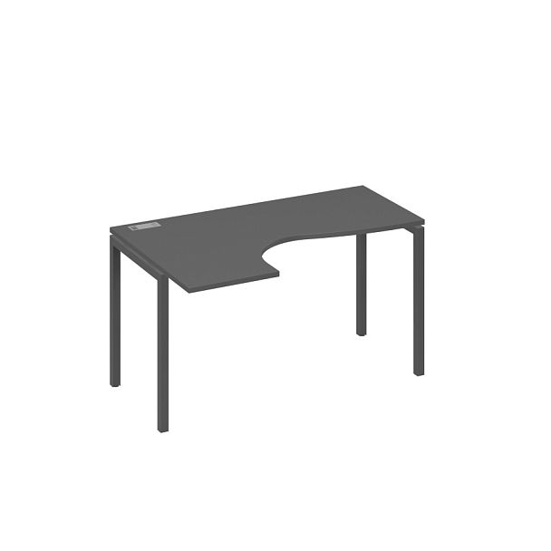 Стол эргономичный левый "Классика" на металлокаркасе DUE A4 А4 Б2 033 БП антрацит премиум / металлокаркас антрацит - Вид 1