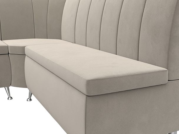 Кухонный угловой диван Кантри левый (полностью микровельвет бежевый) - Вид 4