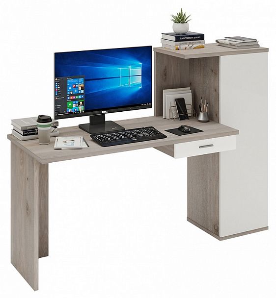 Стол письменный Домино Lite СКЛ-ПРЯМ130+ШК Белый/Нельсон - Вид 2