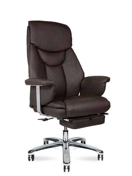 Кресло Парламент / (brown) сталь + хром / темно-коричневая кожа - Вид 1