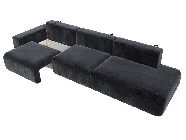 Диван прямой Лига-036 НПБ Модерн Лонг подлокотник слева Велюр серый - Вид 7