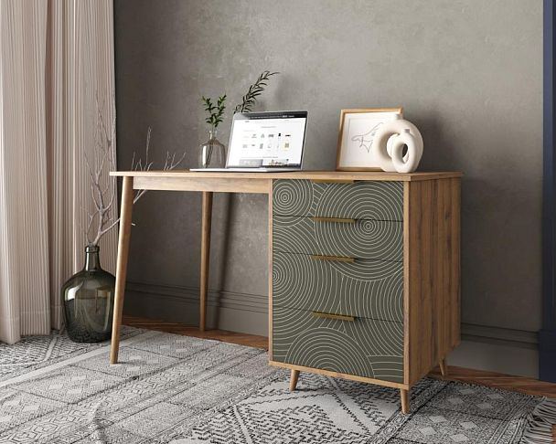 Стол рабочий Line одной тумбой R23/browngrey - Вид 3