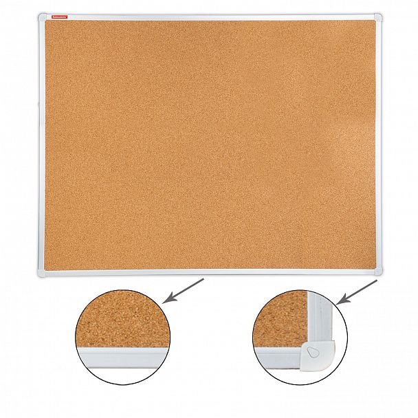 Доска пробковая для объявлений 90х120 см, алюминиевая рамка, ГАРАНТИЯ 10 ЛЕТ, РОССИЯ, BRAUBERG, 236445 - Вид 4