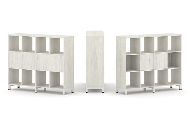 Стайл Проджект Набор стеллажа 1 сторон., 3 яр. SN.NS-341 Дуб Наварра/Металл Белый 1488*400*1248 - Вид 1