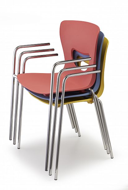 Стул PLUTO (4 ножки с подлокотниками), синий - Вид 4