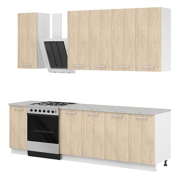 Композиция "Модульная кухня Эколайн"  ПК-ЭКО-КОМП№3-В1-991 вяз швейцарский - Вид 1