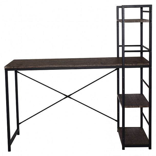 Стол на металлокаркасе BRABIX "LOFT CD-005", 1200х520х1200 мм, 3 полки, цвет морёный дуб, 641221 - Вид 4