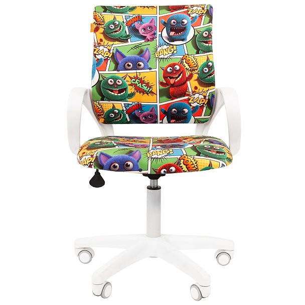 Кресло CHAIRMAN KIDS 103 LT, пластик белый, ткань велюр, принт монстры - Вид 2