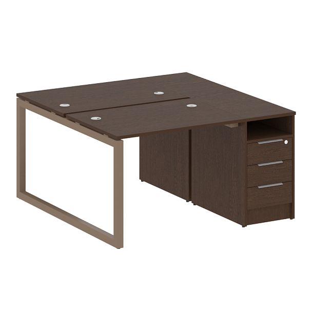 Metal System Quattro Р. ст. с тумбой на О-образном м/к 50БО.РС-СТП-2.1 Венге/Мокко металл 1412*1475*750 - Вид 1