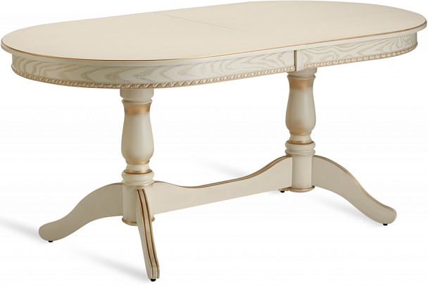 Стол деревянный раздвижной Барэнт 170(220)х90х76 Слоновая кость с золотой патиной - Вид 1