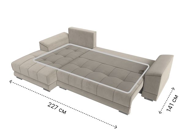 Угловой диван НордСтар левый угол Микровельвет бежевый - Вид 10