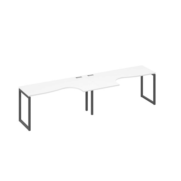 Рабочая станция металлокаркас QUATTRO (2х160) столы Классика A4 А4 Б4 035-2 БП белый премиум / металлокаркас антрацит - Вид 1