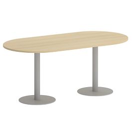 Home Office Стол овальный VR.SP-5-180.1 Акация/Серый металл 1800*900*750 - Фото предпросмотра