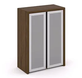 CORNER COR.ST-2.4R Шкаф средний широкий (2 средних фасада стекло сатин в раме) Corner кабинет руководителя  графит - Фото предпросмотра