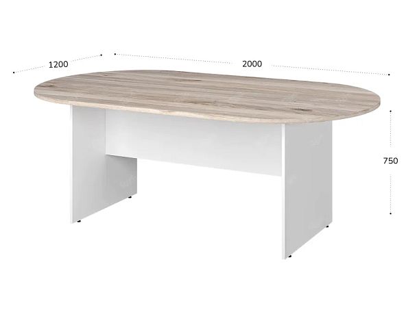 TANDEM RTD010-200-MA Конференц-стол овальный ун-й 2000х1200х750 Дуб Маувелла/Белый - Вид 2