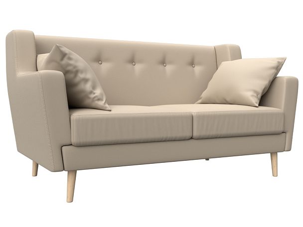 Прямой диван Брайтон 2 (полностью экокожа бежевая) - Вид 1