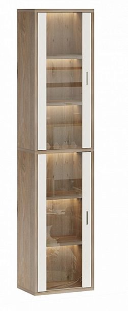 Шкаф-витрина Домино СУ(ш1в2)+2ФС Белый/Нельсон - Вид 1