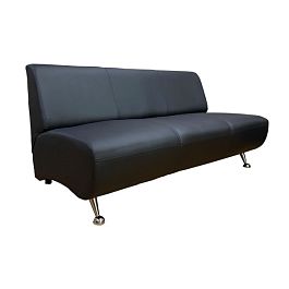 (kle5-d3bp-blnz0104) Диван офисный Клерк 5 Диванная секция тройная без подлокотников Размер: 160 х 87 см, черный Ecotex 3001 (nz0104) - Фото предпросмотра