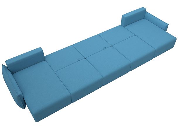Диван п-образный Лига-051 НПБ МегаЛонг Рогожка голубой - Вид 10