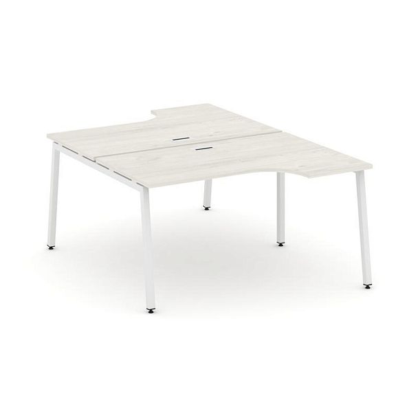 Стайл Проджект Рабочая станция эргоном. SN-4A.DRPA-021 Дуб Наварра/Металл Белый 1380*1632/1992*750 - Вид 1