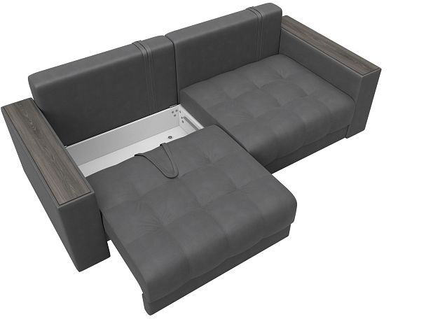 Диван прямой с декором Лига-049 НПБ Замша серый - Вид 7