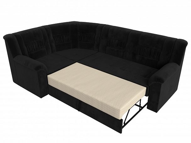 Угловой диван Карелия левый угол (полностью велюр черный) - Вид 6