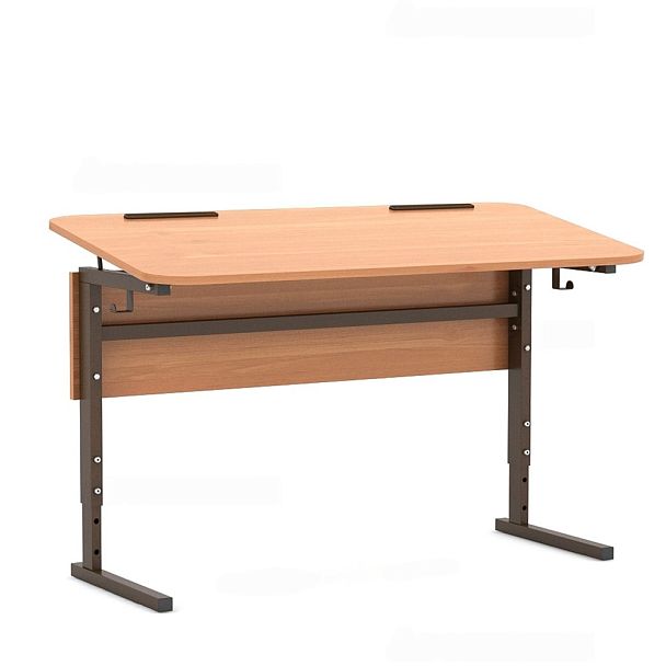 Стол ученический 114Рп, 2-местный, регулир. высота и наклон столешницы 0-10° на прямоугольной трубе (м/к Коричневый, Серый, Черный), гр.2-4 - Вид 3