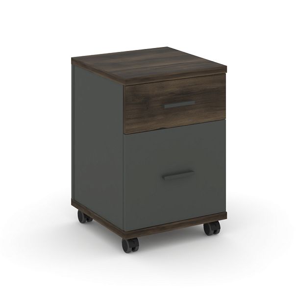 Concept Тумба мобильная 1 ящ.+1 распаш. фасад CN.TUM-009 A Дуб Мали/Антрацит/Металл Антрацит 420*420*615 - Вид 1