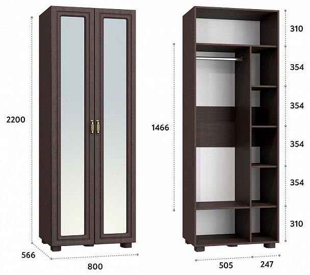 Шкаф платяной Монблан МБ-26К - Вид 3