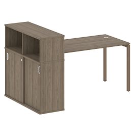 Metal System Quattro Стол письменный с шкафом-купе на П-образном м/к 40БП.РС-СШК-3.3 Т Вяз/Мокко металл 1810*1120*1098 - Фото предпросмотра