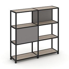 Shelf Mobile Стеллаж 4 уровня 2 секции VR.LT-STK-412.06 Дуб Аттик/Металл Черный/W-11 1170*400*1523 - Фото предпросмотра