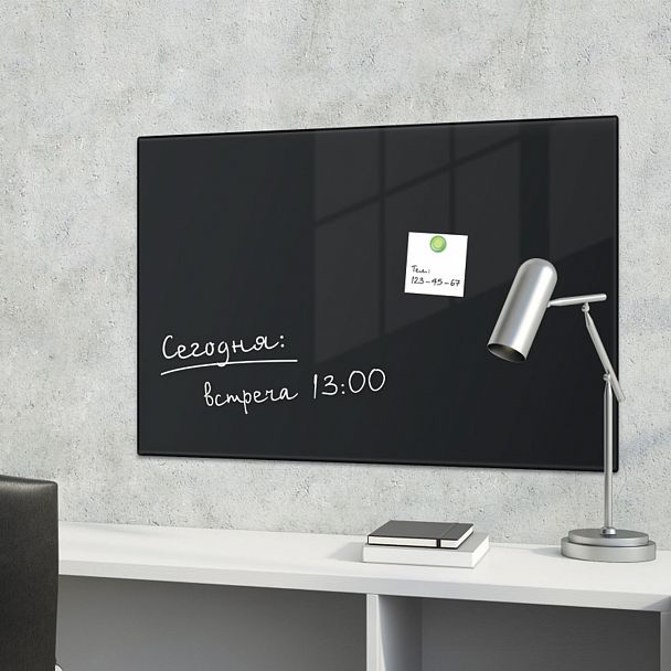 Доска магнитно-маркерная стеклянная 40х60 см, 3 магнита, ЧЕРНАЯ, BRAUBERG, 236745 - Вид 8