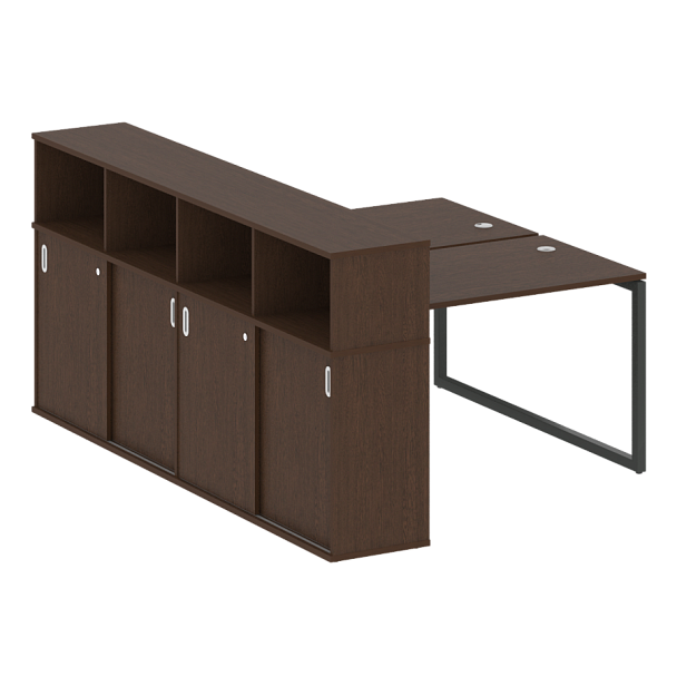 Metal System Quattro Р. ст. с шкафом-купе на О-образном м/к 40БО.РС-СШК-4.2 Т Венге/Антрацит металл 1610*2332*1098 - Вид 1