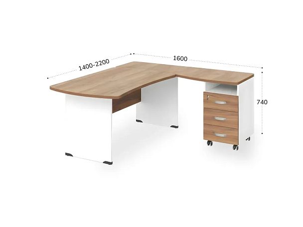БЕРЛИН / BERLIN Угловое рабочее место правое 1800х1600х740 Акация/Белый - Вид 2