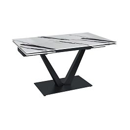 Стол раскладной Malibu (140+40+40), керамика глянцевая Panda White - Фото предпросмотра