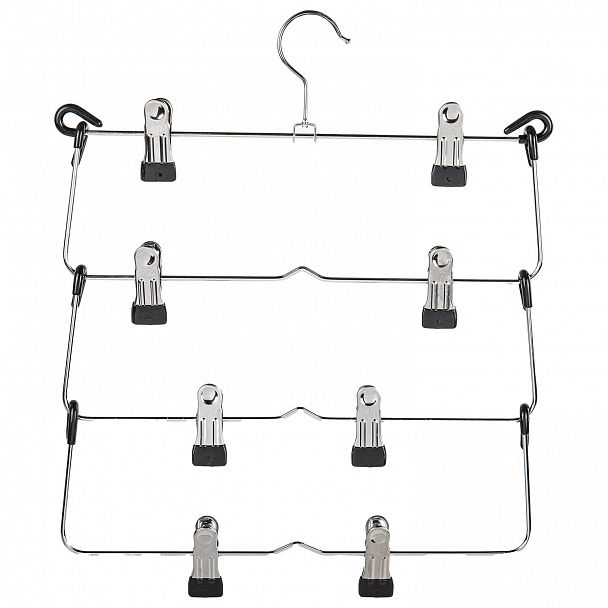 Вешалка-плечики качели, 4 секции, металлическая, с клипсами для юбок и брюк, BRABIX, 607472 - Вид 2